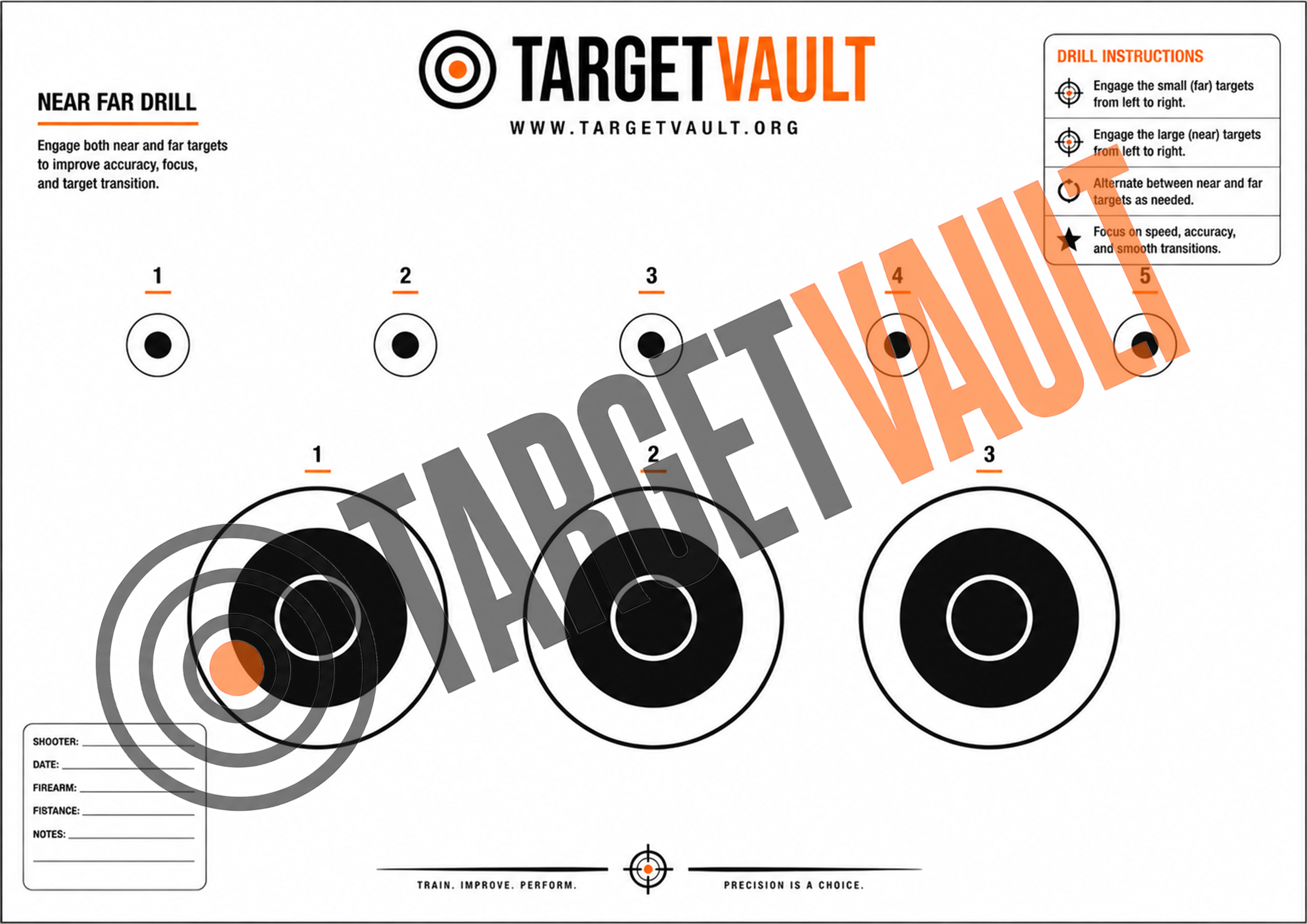 Near Far Drill — printable A3 shooting target