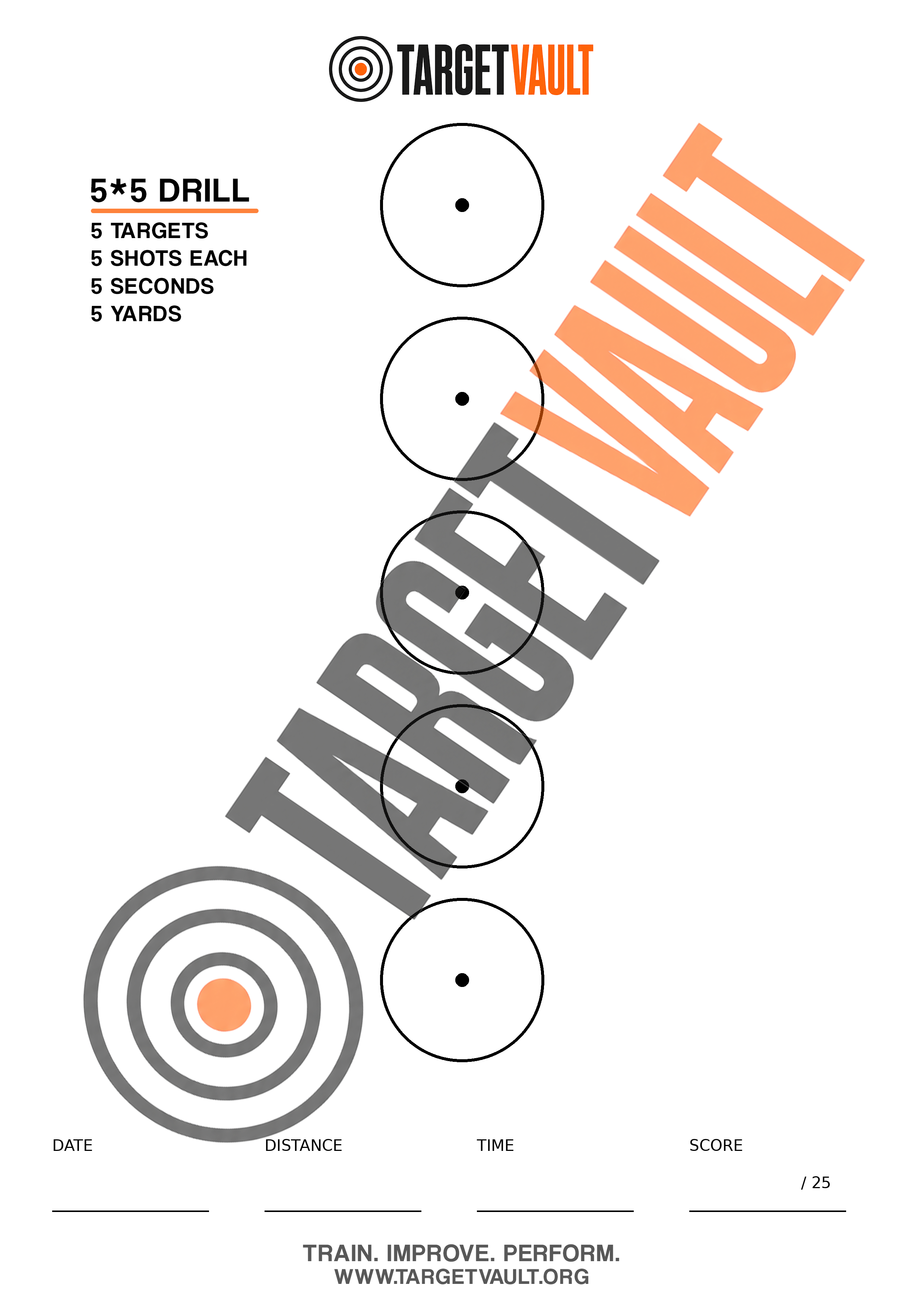 5×5 Drill Target printable A4 shooting target
